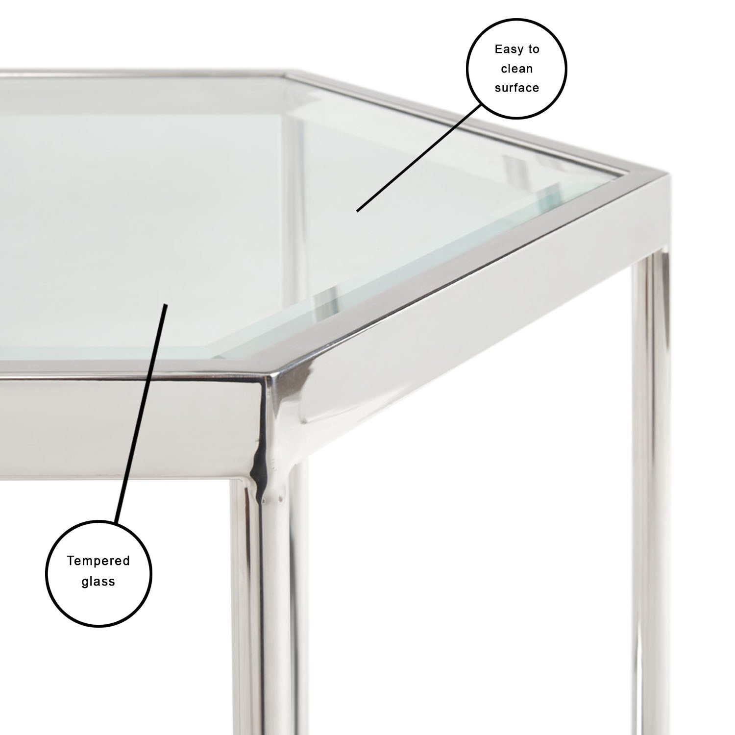 Hexagonal Glass Top Silver End Table