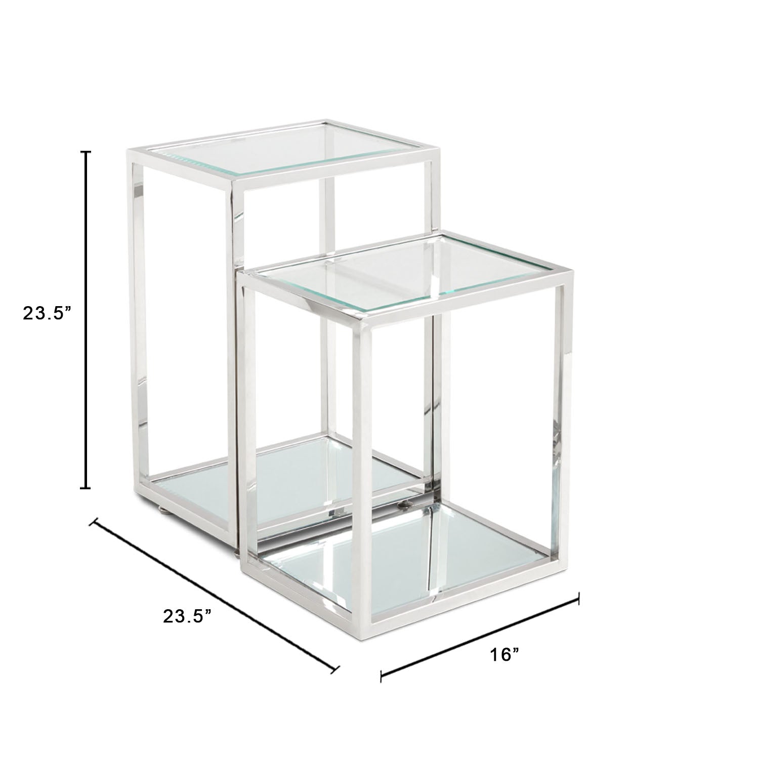 Chic Duo-Shade Glass End Tables with Metallic Frame