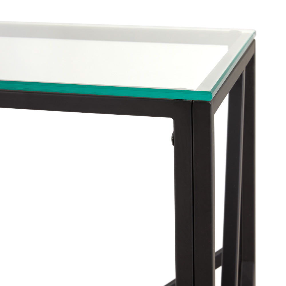 Elegant Carole Glass-Top Console Table: Sleek Black Finish