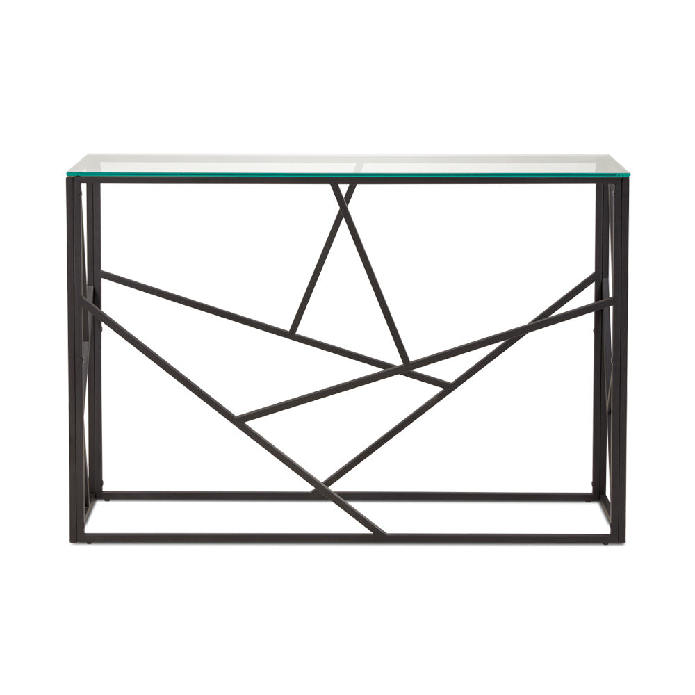 Elegant Carole Glass-Top Console Table: Sleek Black Finish