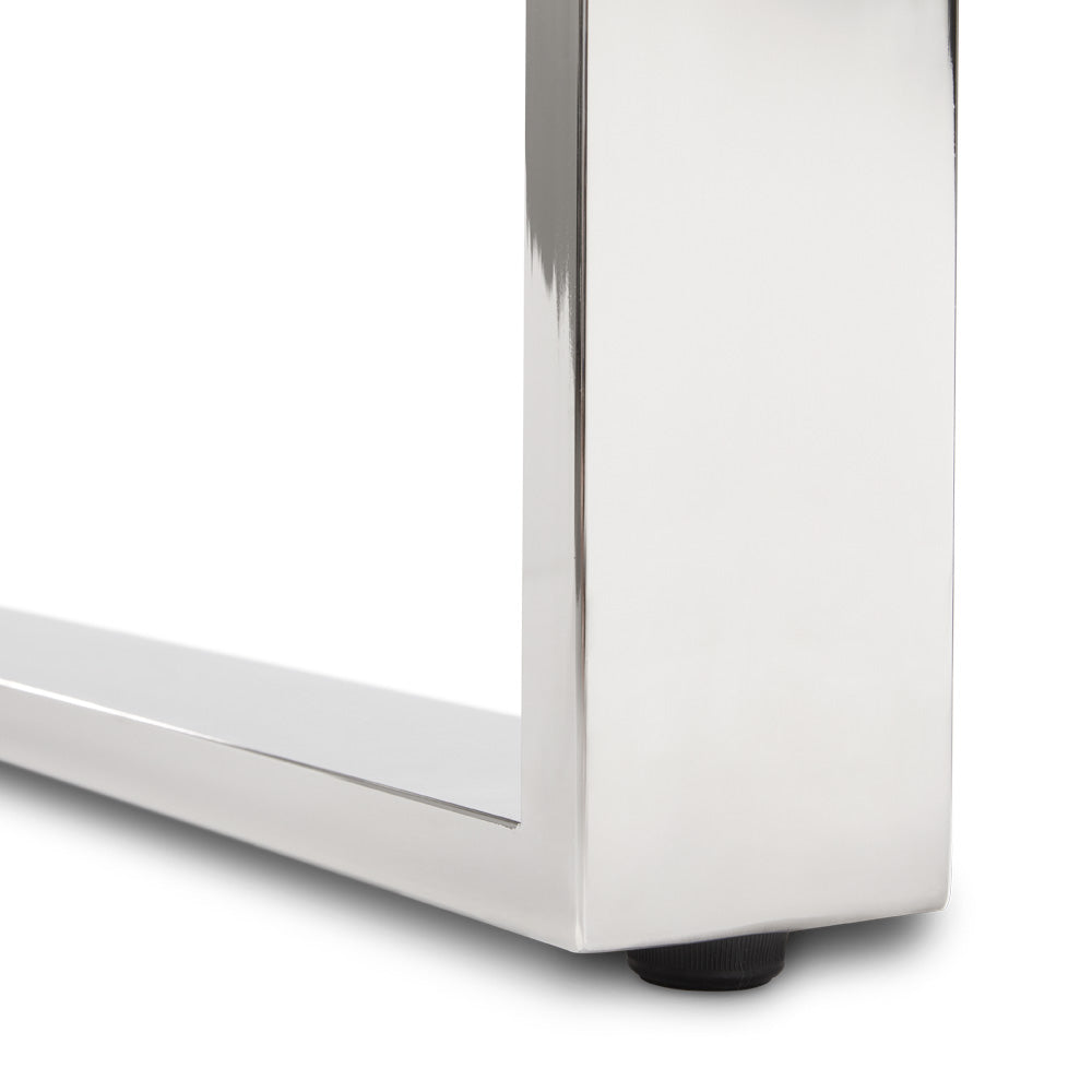 Modern Railwood Desk with Stainless Steel Base