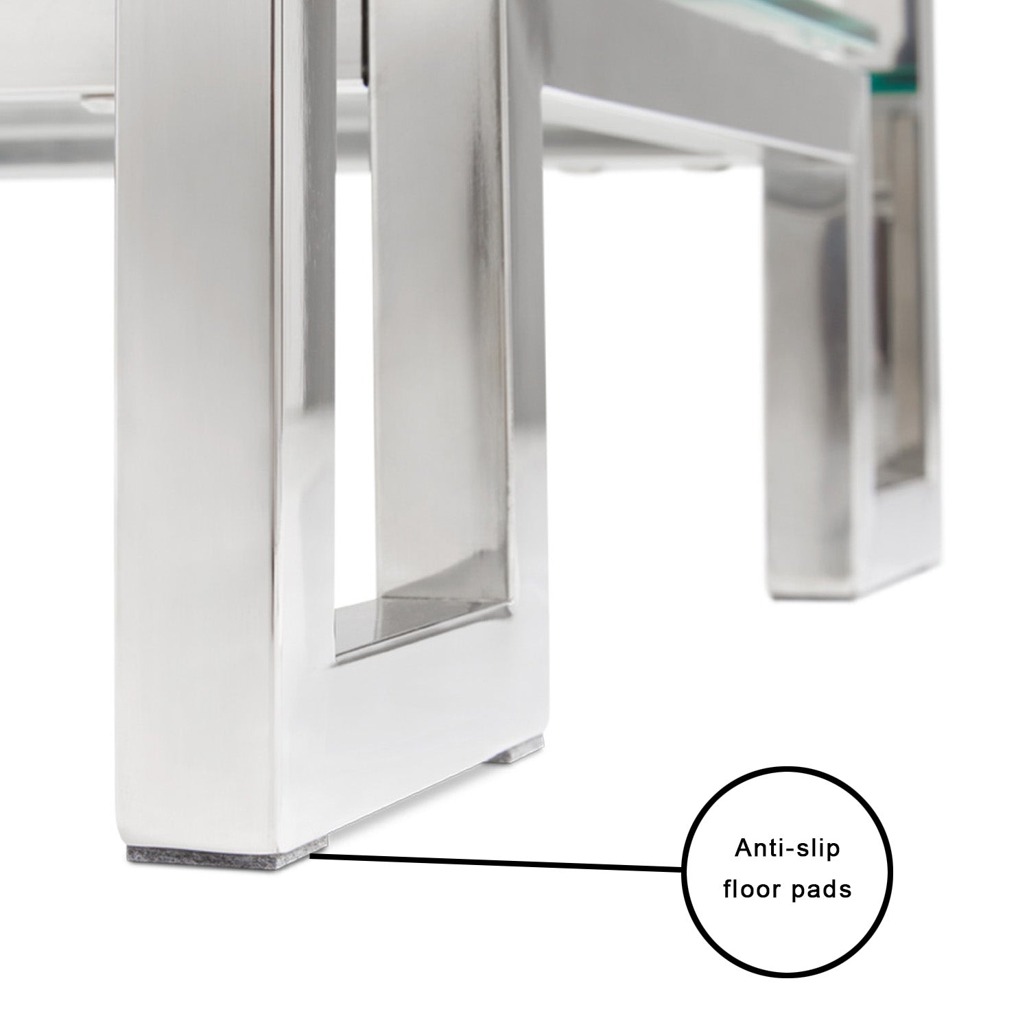 Elegant Glass Side Table with Polished Steel Frame