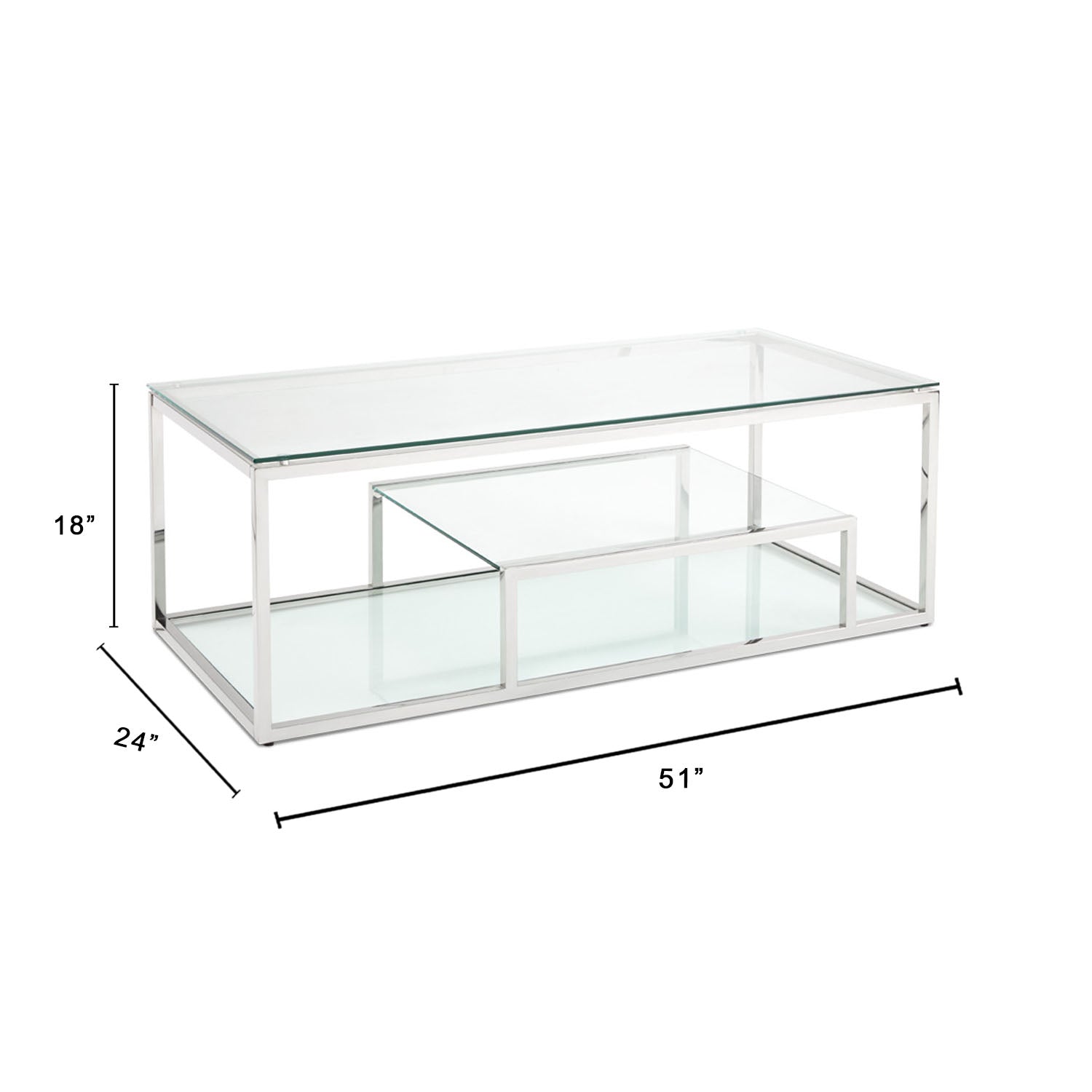 Barolo Luxe Glass & Steel Coffee Table