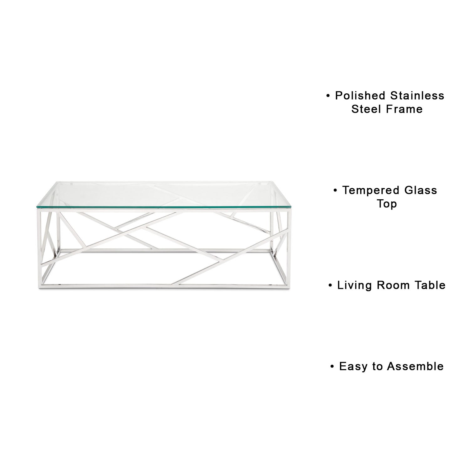 Elegant Carole Tempered Glass Coffee Table