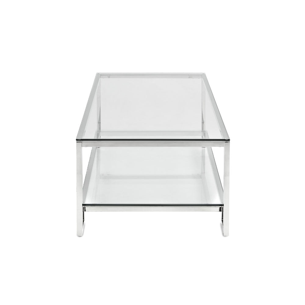 Krista Dual-Level Glass Coffee Table: Elegance for Compact Spaces