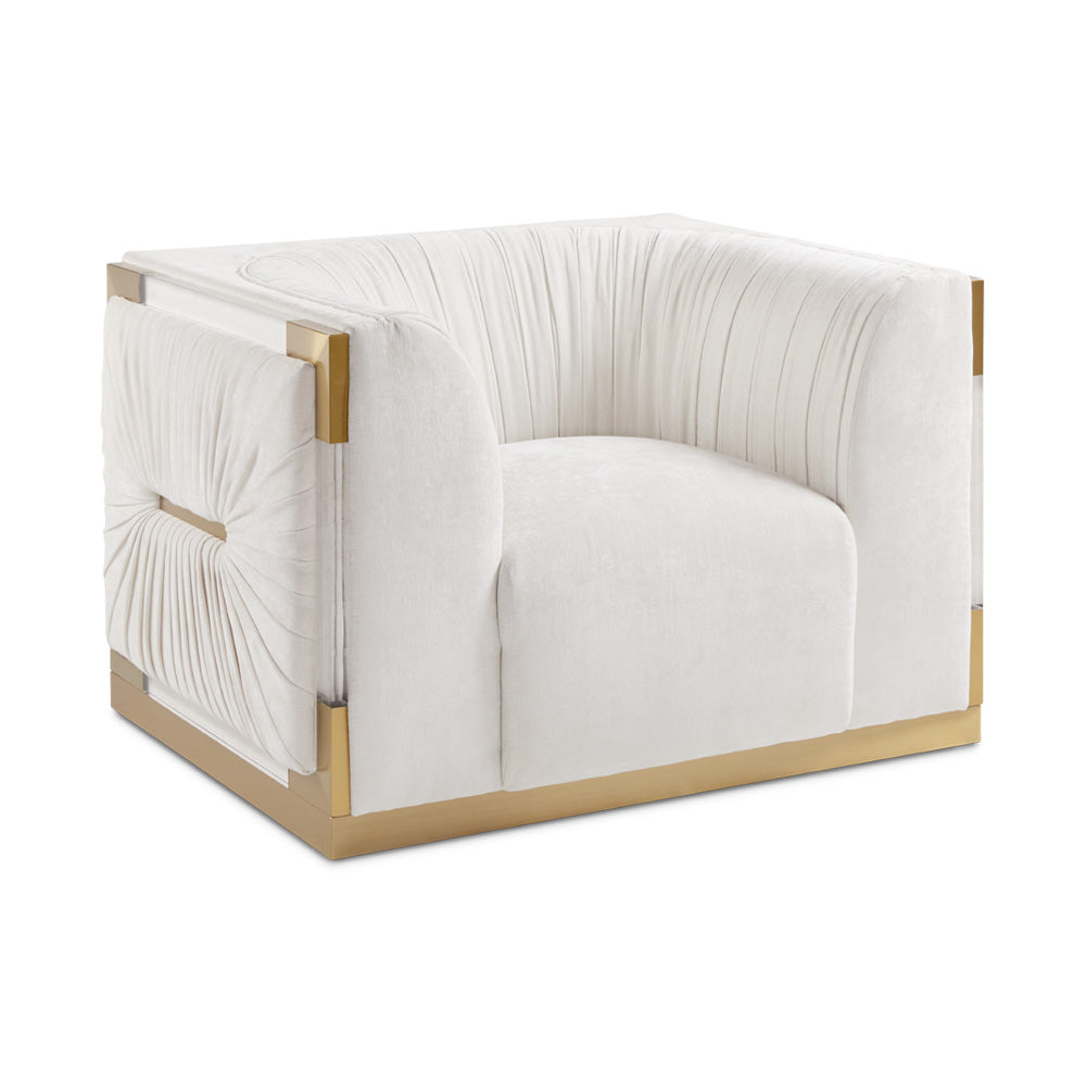 Contessa Vanilla Chic Accent Chair with Gold Frame