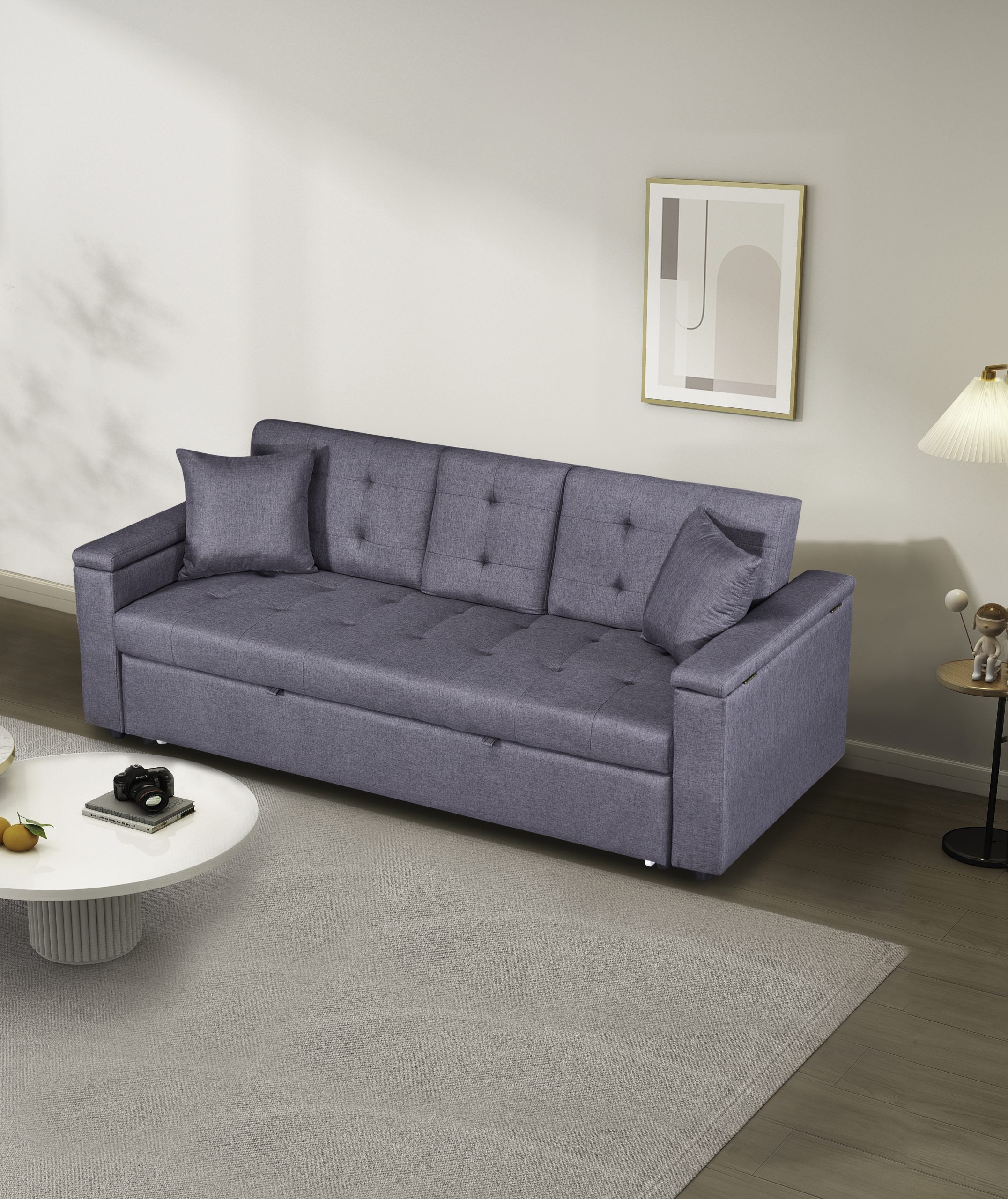 Chic Convertible Sofa Bed in Serene Slate Grey