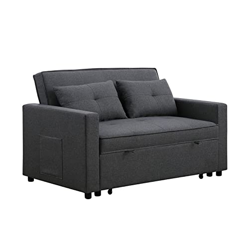 Sleek Dark Gray Linen Sleeper Sofa with Reclining Feature