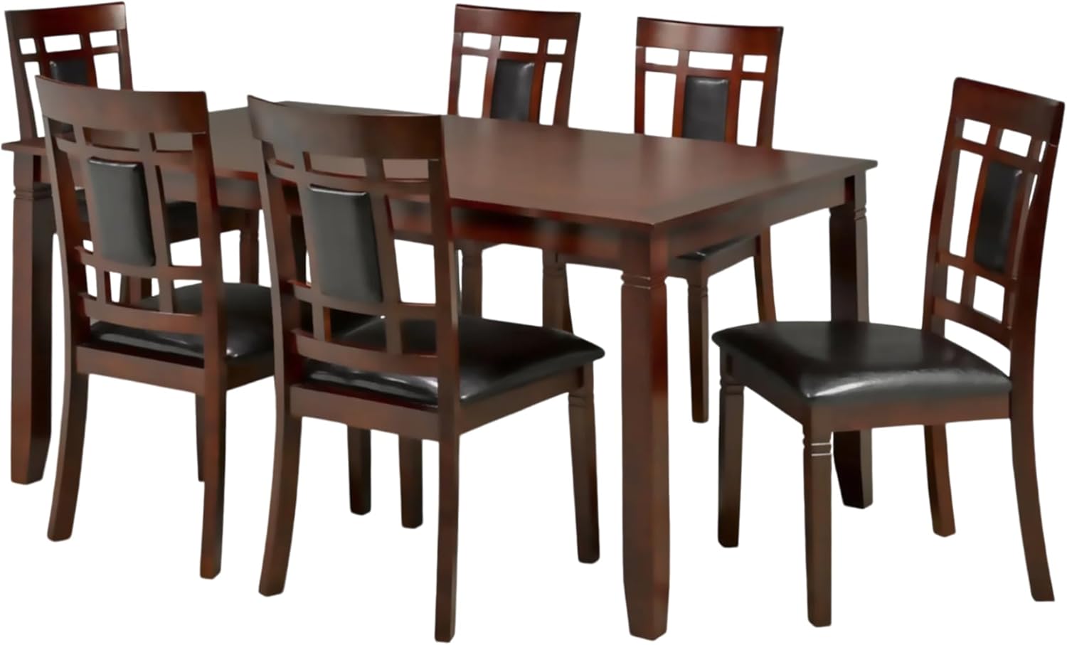 Elegant Espresso Finish 7 Piece Dining Set with Leather Seats