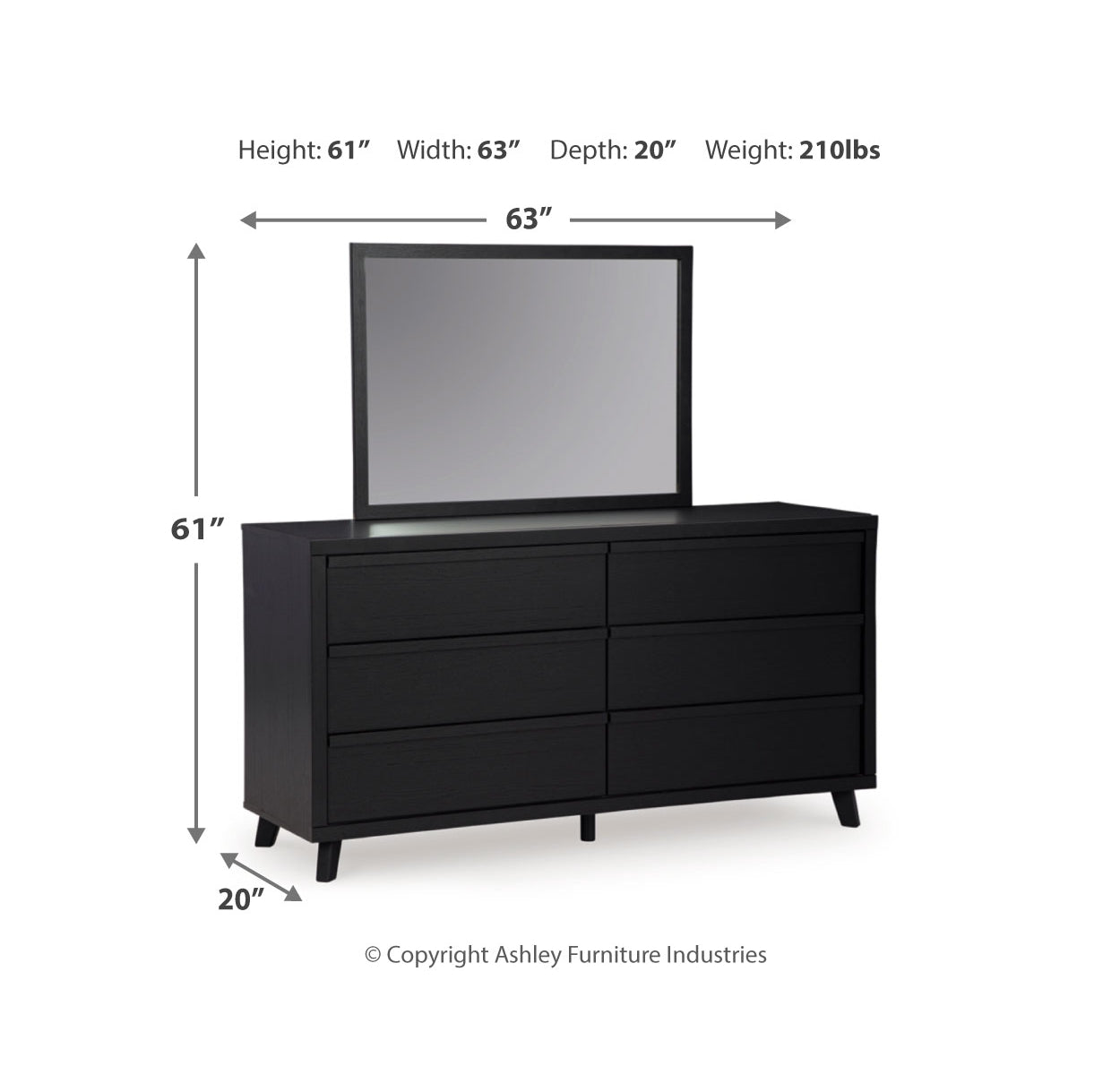 Danziar King Panel Bed with Mirrored Dresser, Chest and Nightstand