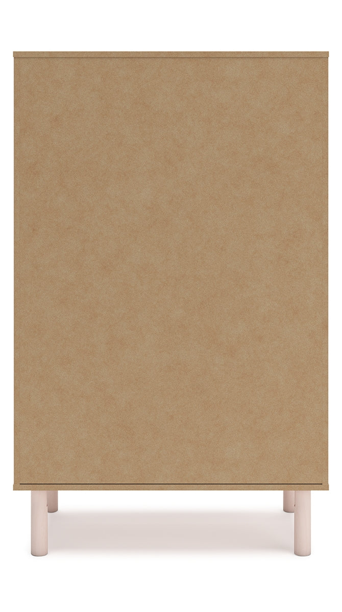 Wistenpine Full Upholstered Panel Bed with Mirrored Dresser and Chest