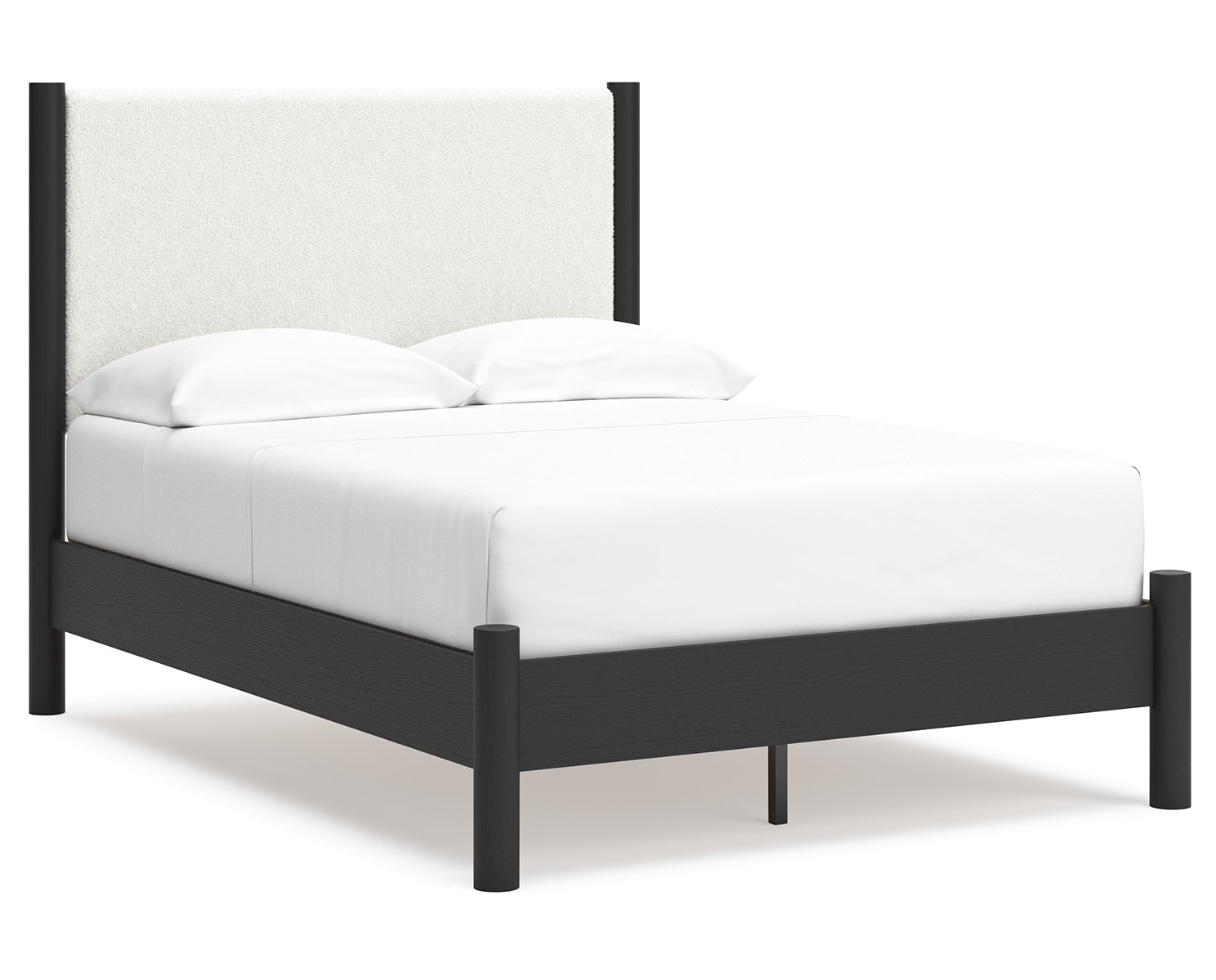 Cadmori Full Upholstered Panel Bed with Mirrored Dresser and Nightstand