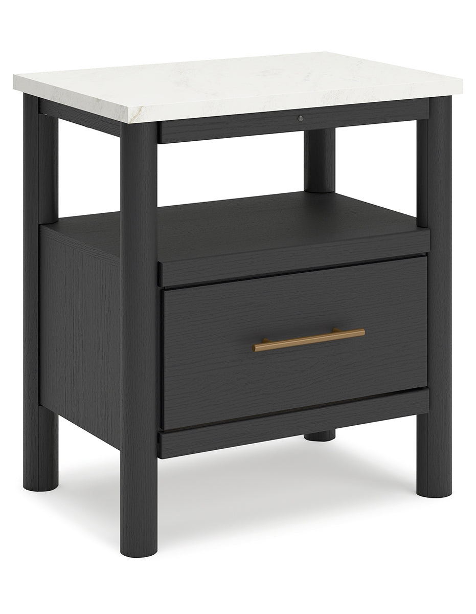 Cadmori Full Upholstered Panel Bed with Mirrored Dresser and Nightstand