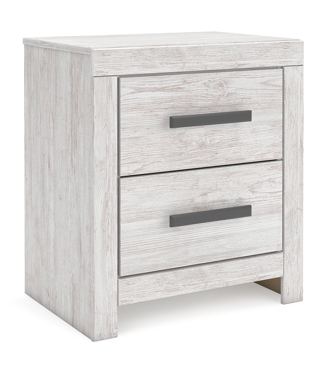 Cayboni King Panel Bed with Mirrored Dresser and Nightstand