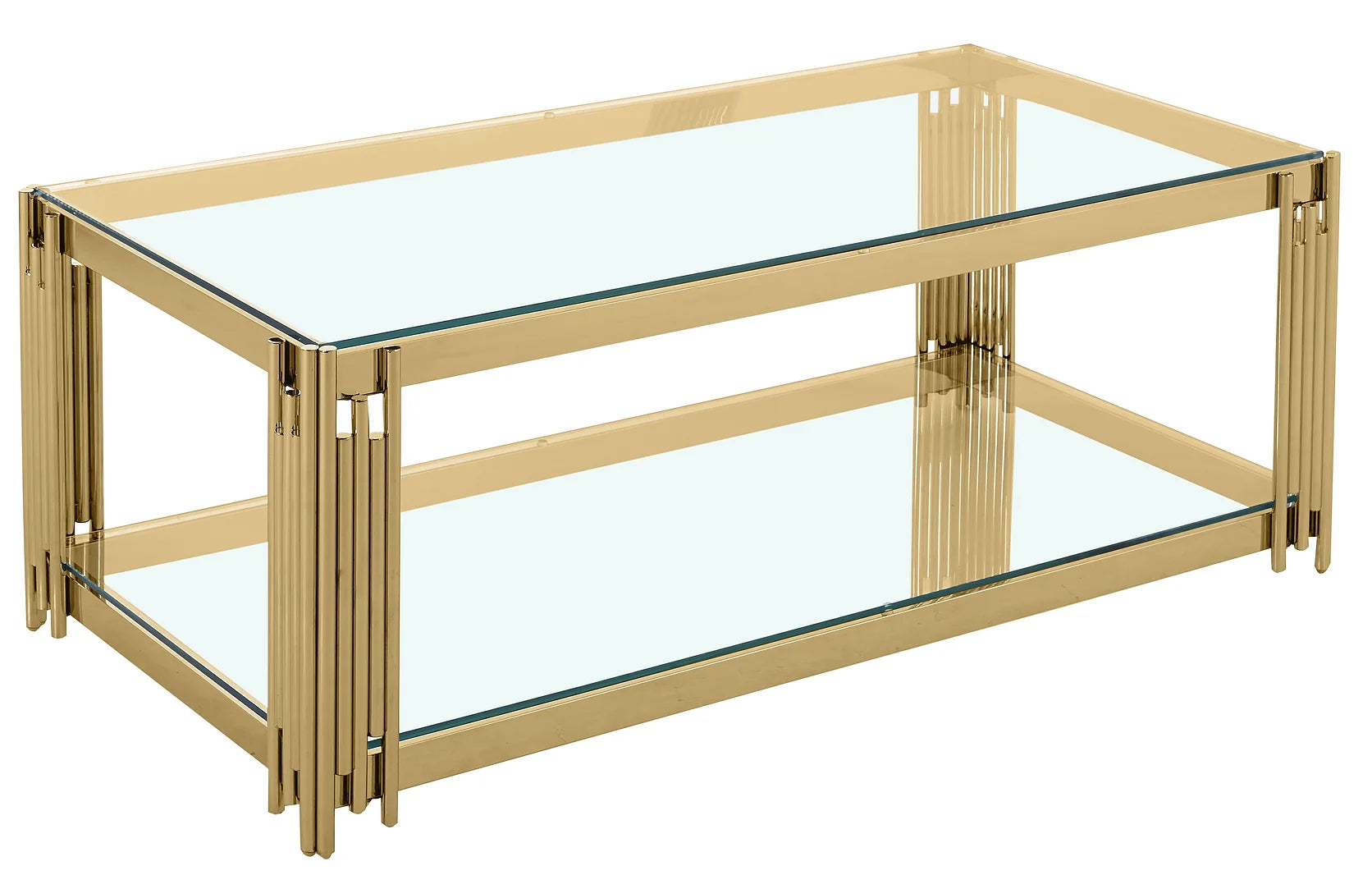 Elegance Trimmed Gold Glass Coffee Table