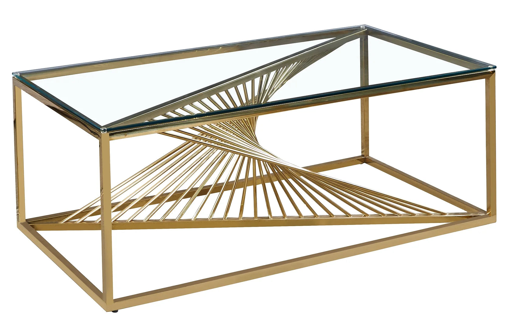 Golden Radiance Glass Coffee Table