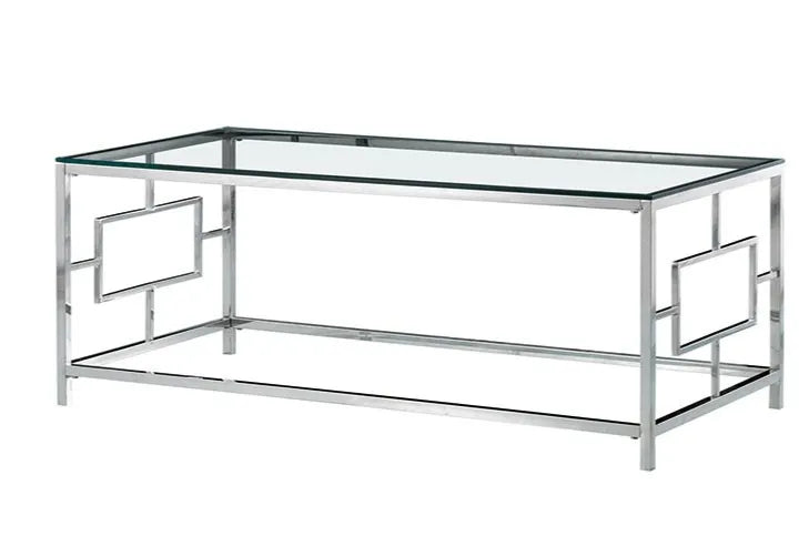 Sleek Silhouette Glass and Chrome Coffee Table