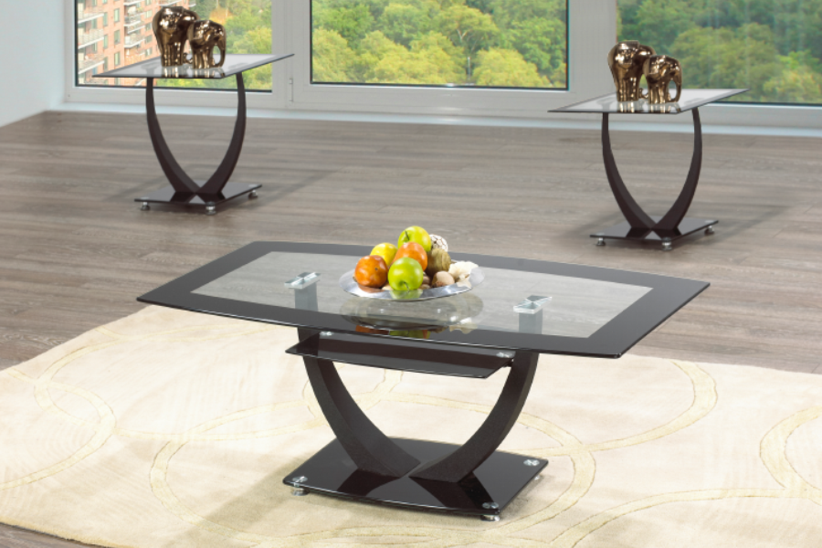 Elegant 3-Piece Coffee Table Set with Tempered Glass and Metal Base