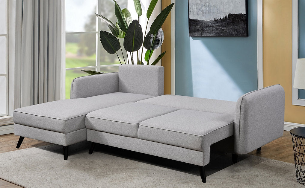 Modern Grey Sofa Bed Sectional with Left Hand Facing Chaise