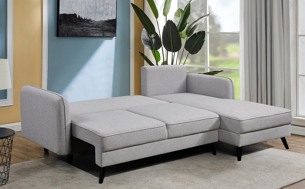 Contemporary Grey Sofa Bed Sectional with Right Hand Facing Chaise