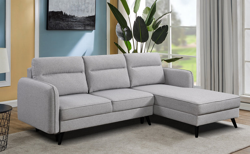 Contemporary Grey Sofa Bed Sectional with Right Hand Facing Chaise