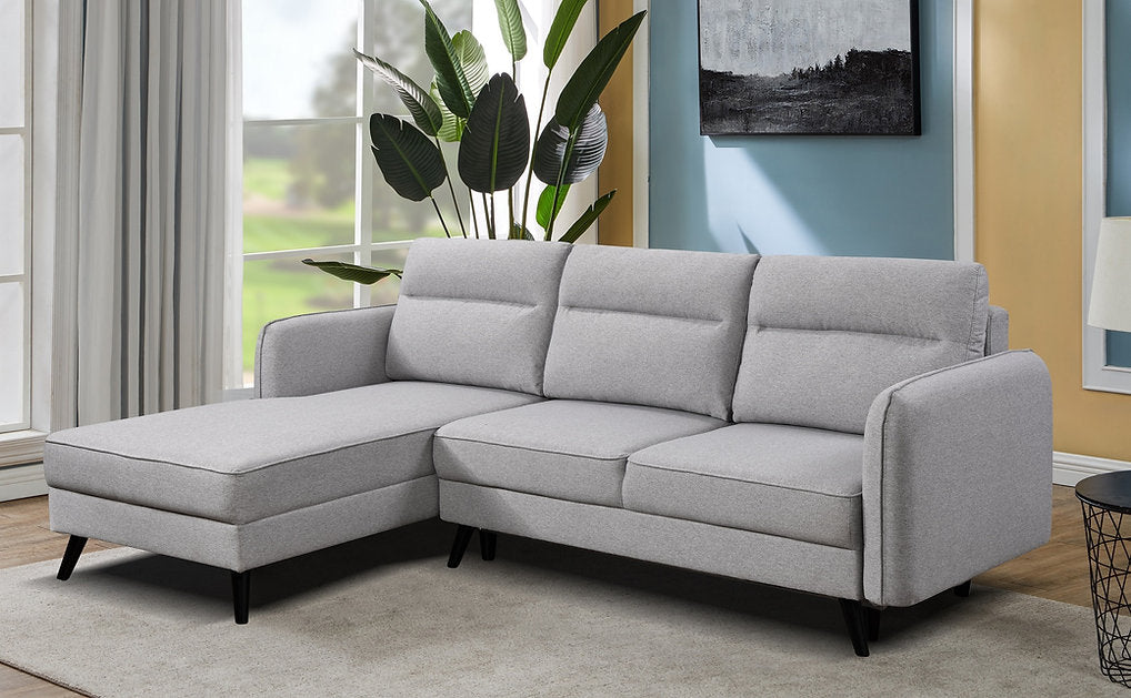 Modern Grey Sofa Bed Sectional with Left Hand Facing Chaise