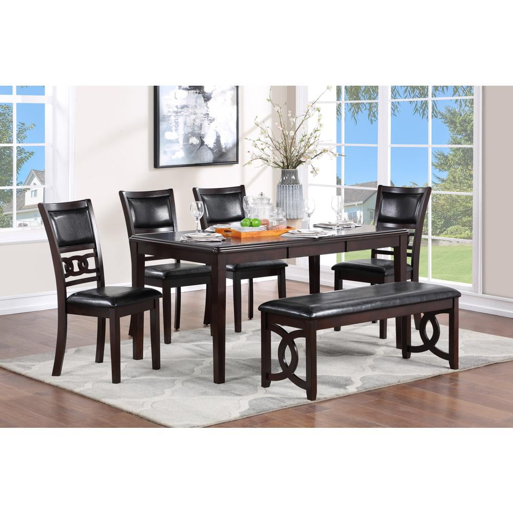 Gia 6 Pc Dining Table, 4 Chairs & Bench -Ebony