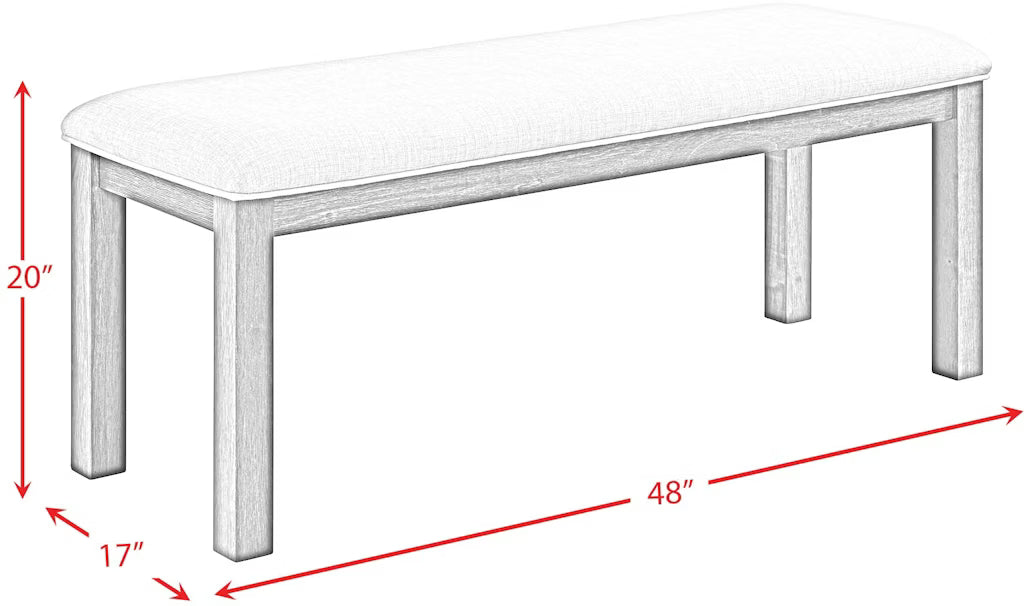White table with dimensions labeled on a white background