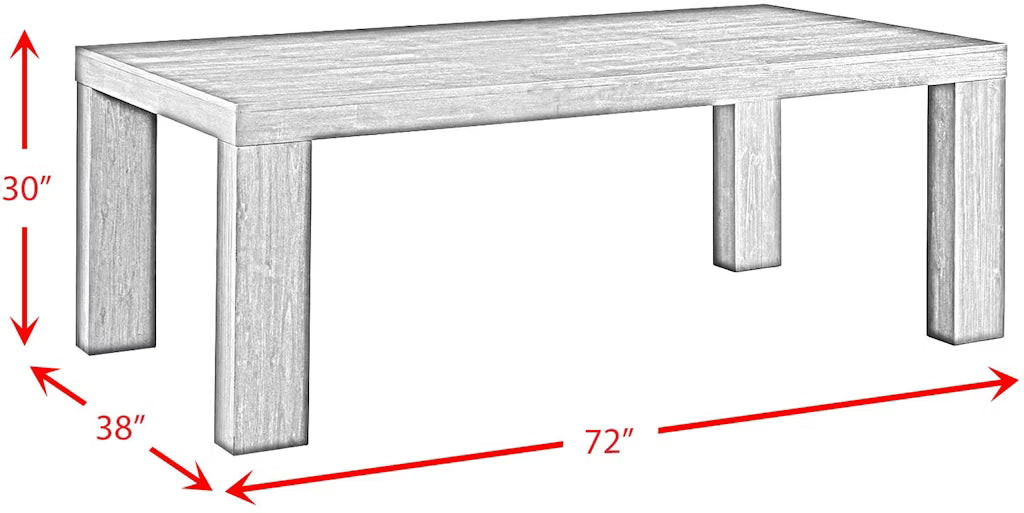 Wooden table with dimensions labeled in inches-SPECKO