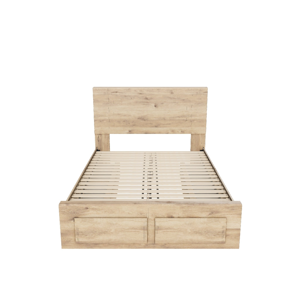 Hyanna Queen Panel Storage Bed with 2 Under Bed Storage Drawer
