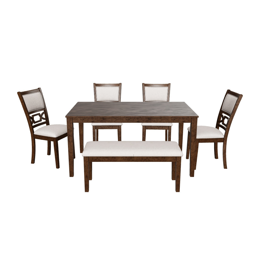 Langwest Dining Table and 4 Chairs and Bench (Set of 6)