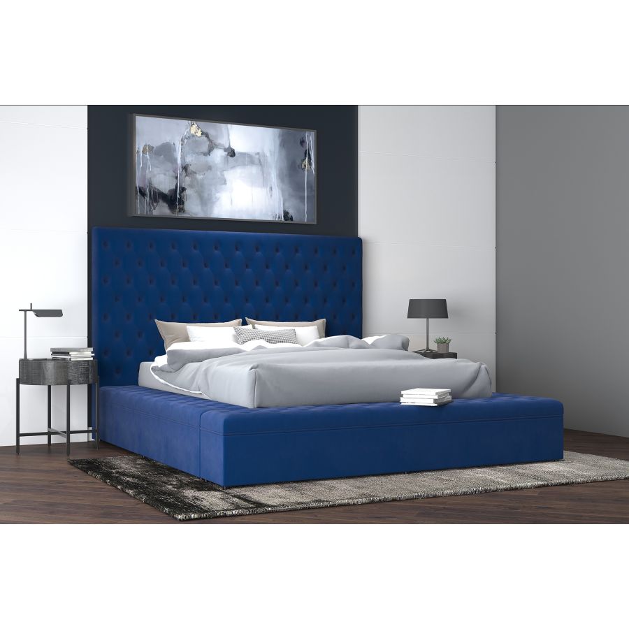 Adonis 60" Queen Platform Bed with Storage in Blue