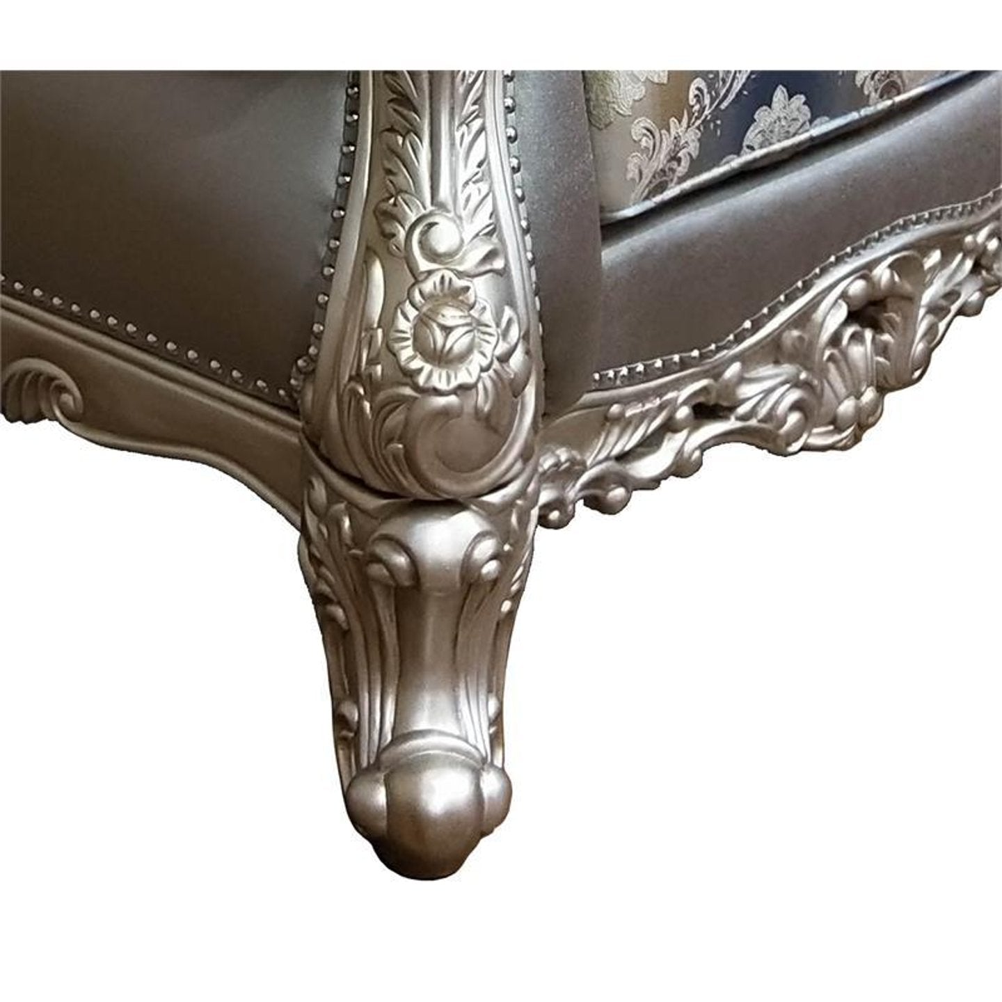 Silver Finish Wood Sofa Set 3Pcs Transitional