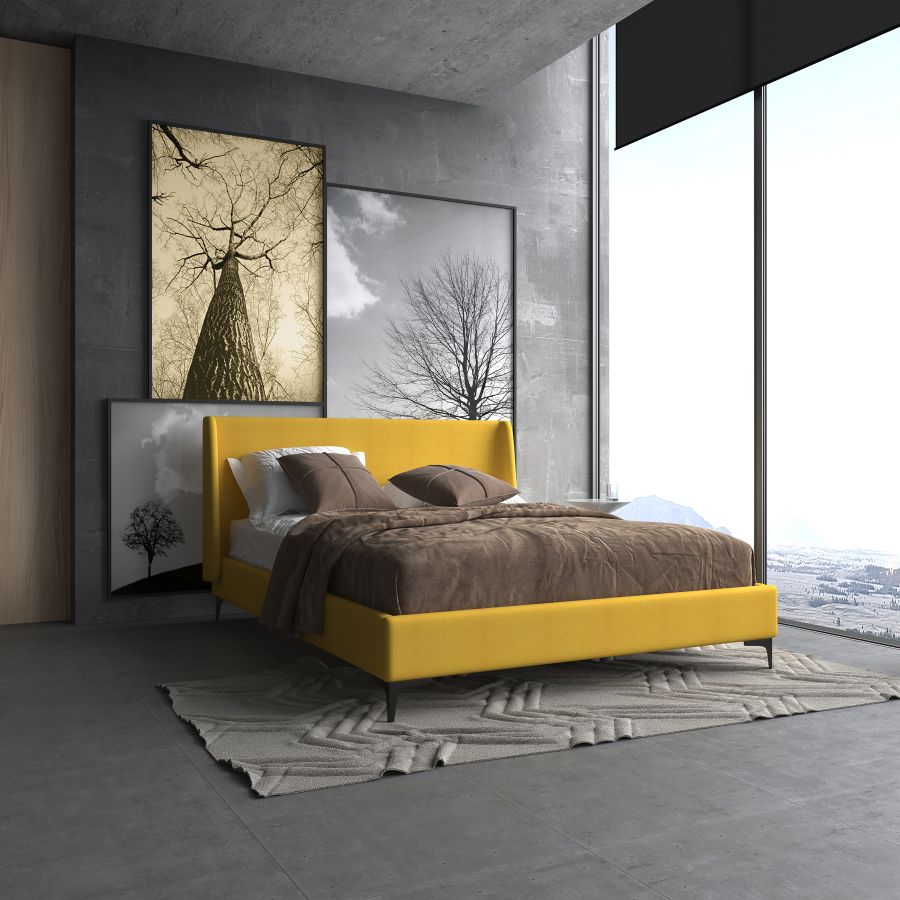 Hamburg 60" Queen Platform Bed in Mustard