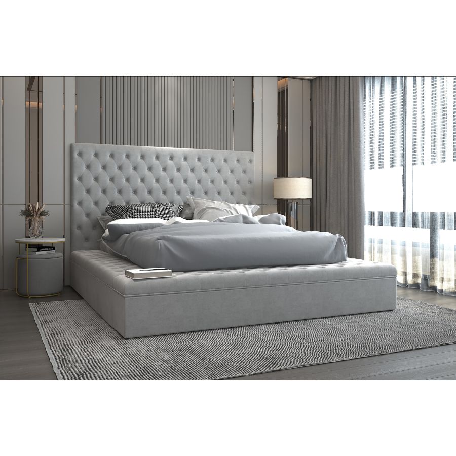 Adonis 60" Queen Platform Bed with Storage in Grey