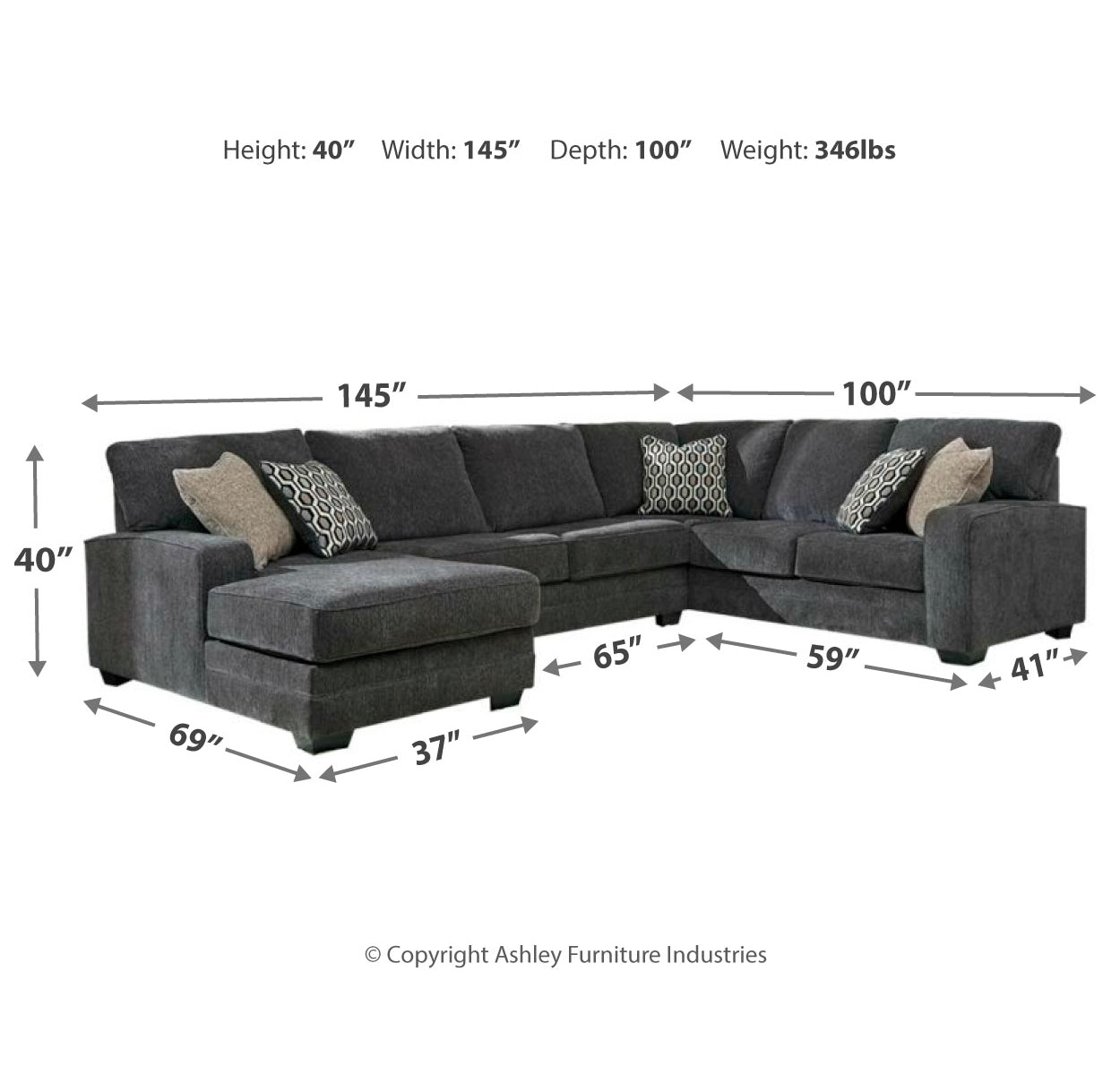 Tracling 3-Piece Sectional with Ottoman
