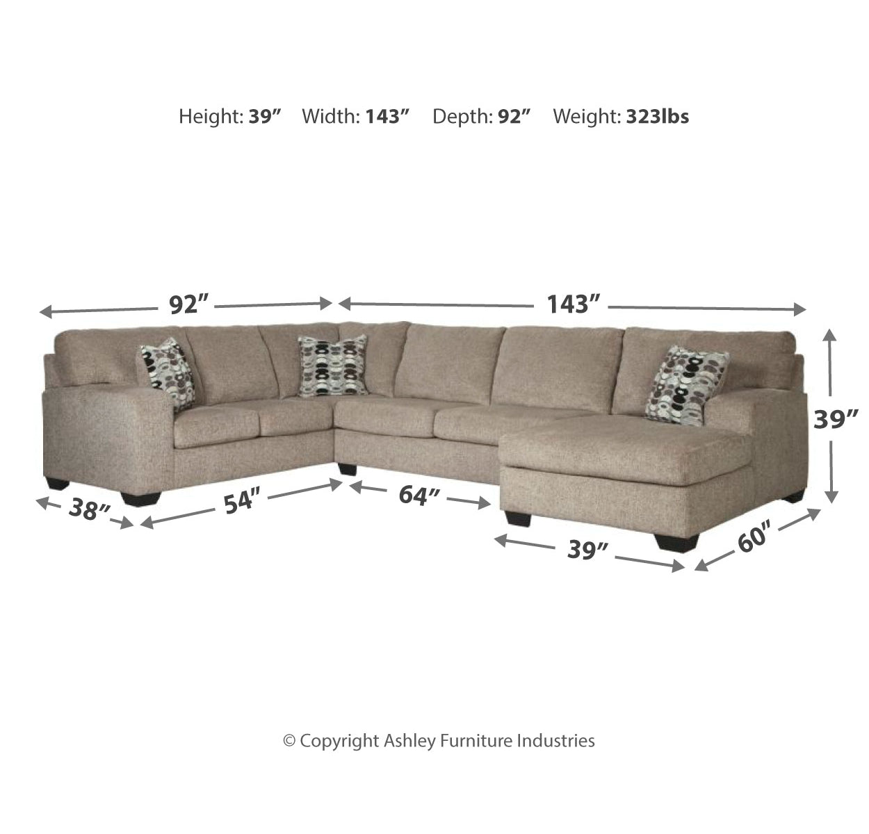 Ballinasloe 3-Piece Sectional with Ottoman