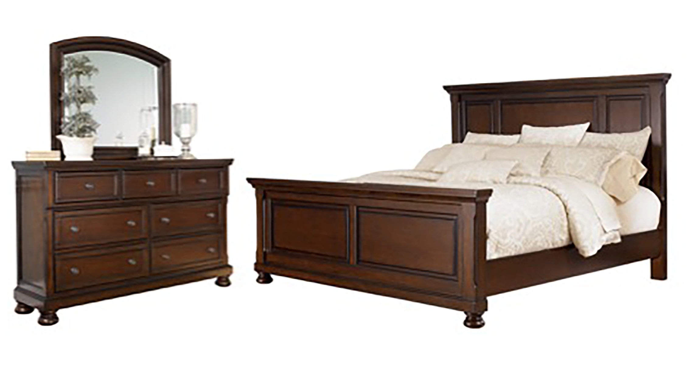 Porter King Panel Bed with Mirrored Dresser