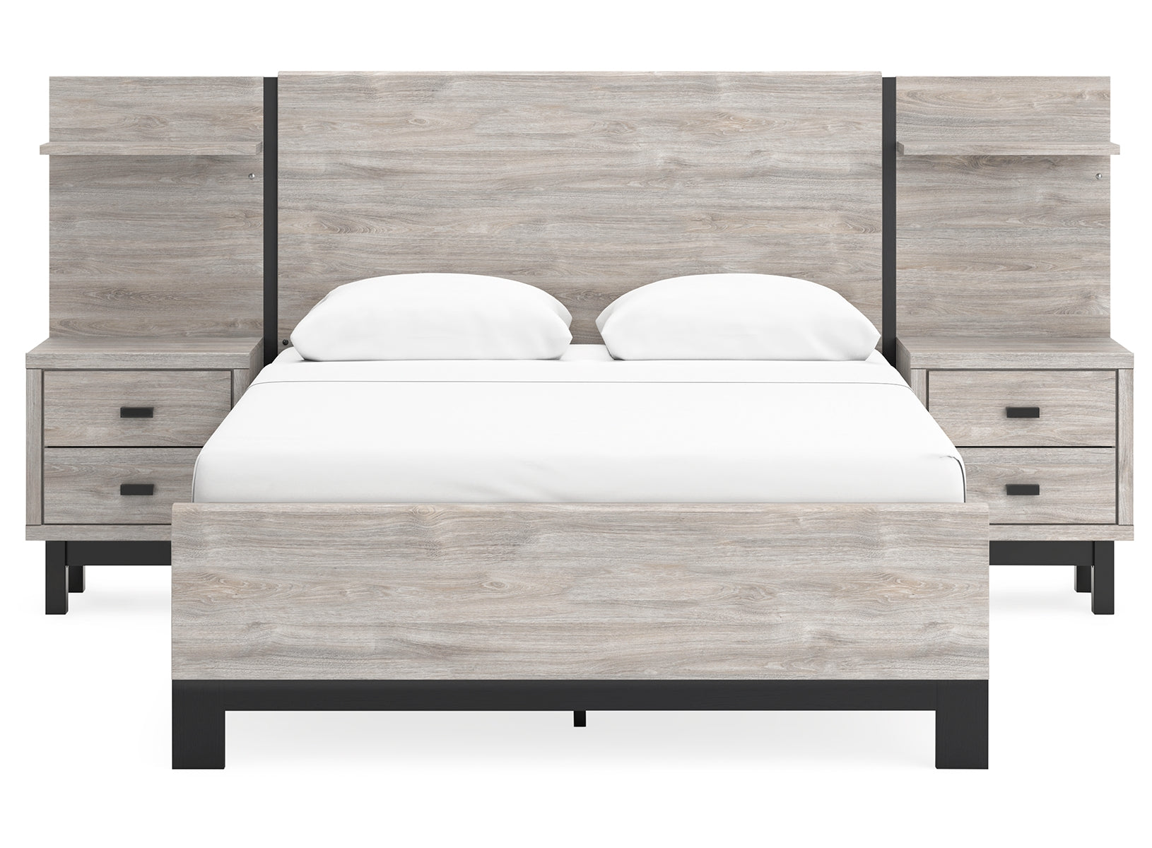 Vessalli Queen Panel Bed with Mirrored Dresser and Chest