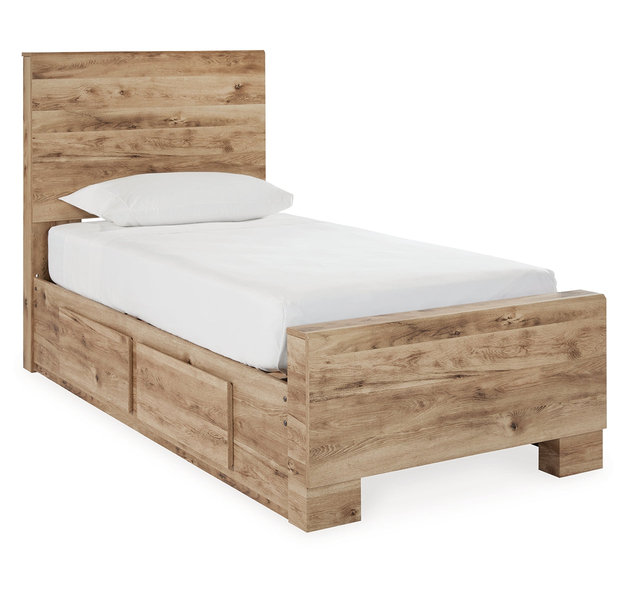 Hyanna Twin Panel Bed with Storage with Mirrored Dresser