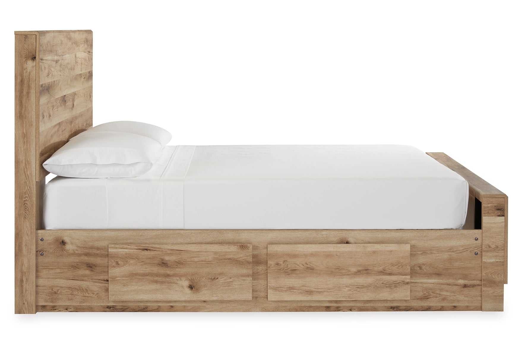 Hyanna Full Panel Bed with Storage with Mirrored Dresser and Chest