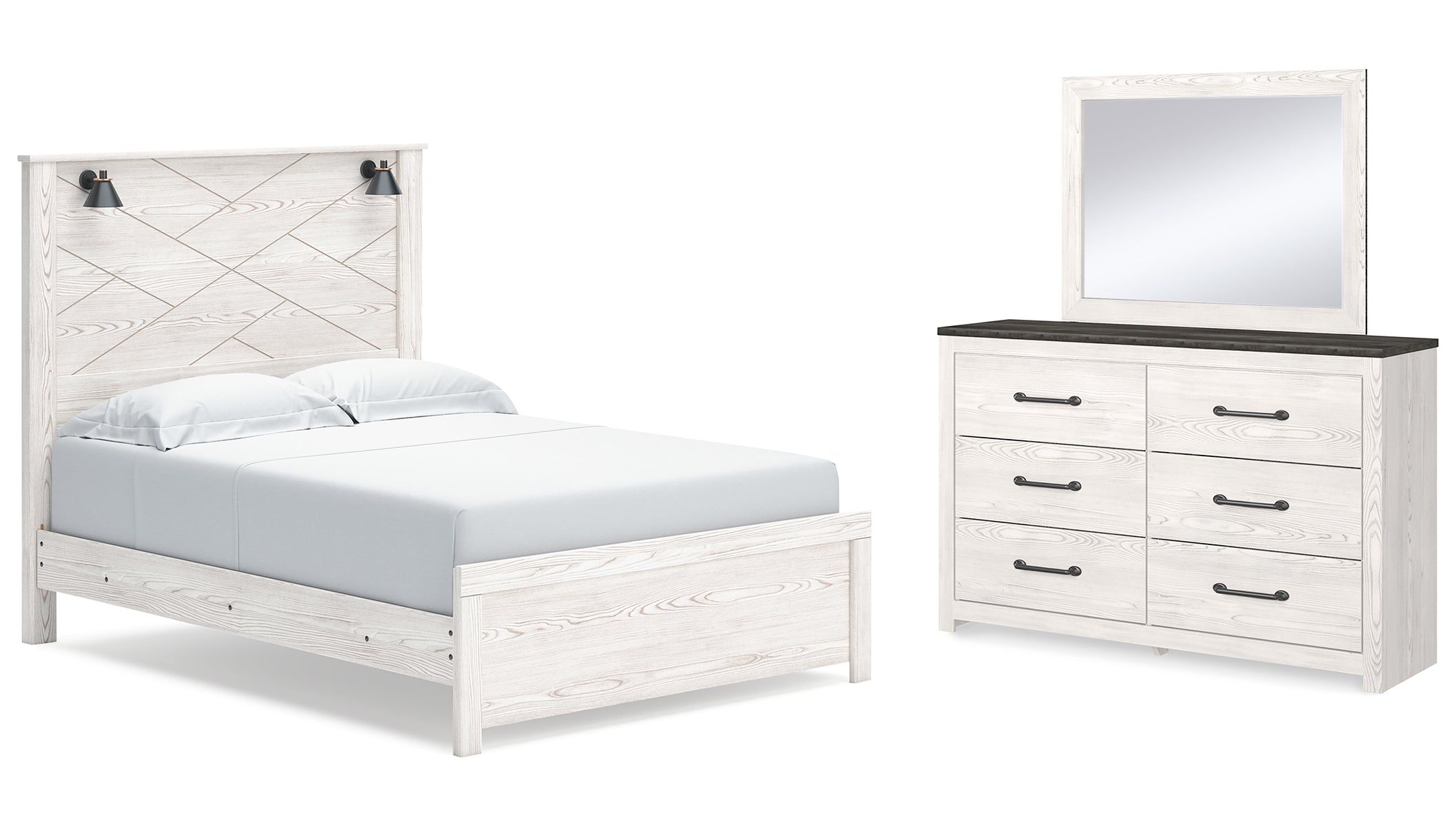 Gerridan Queen Panel Bed with Mirrored Dresser