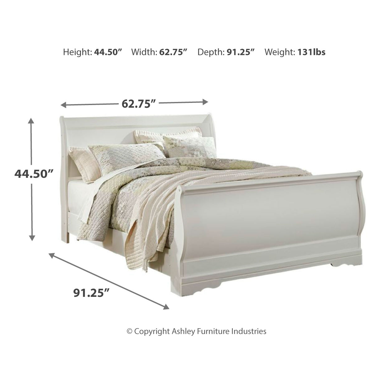 Anarasia Queen Sleigh Bed with Mirrored Dresser