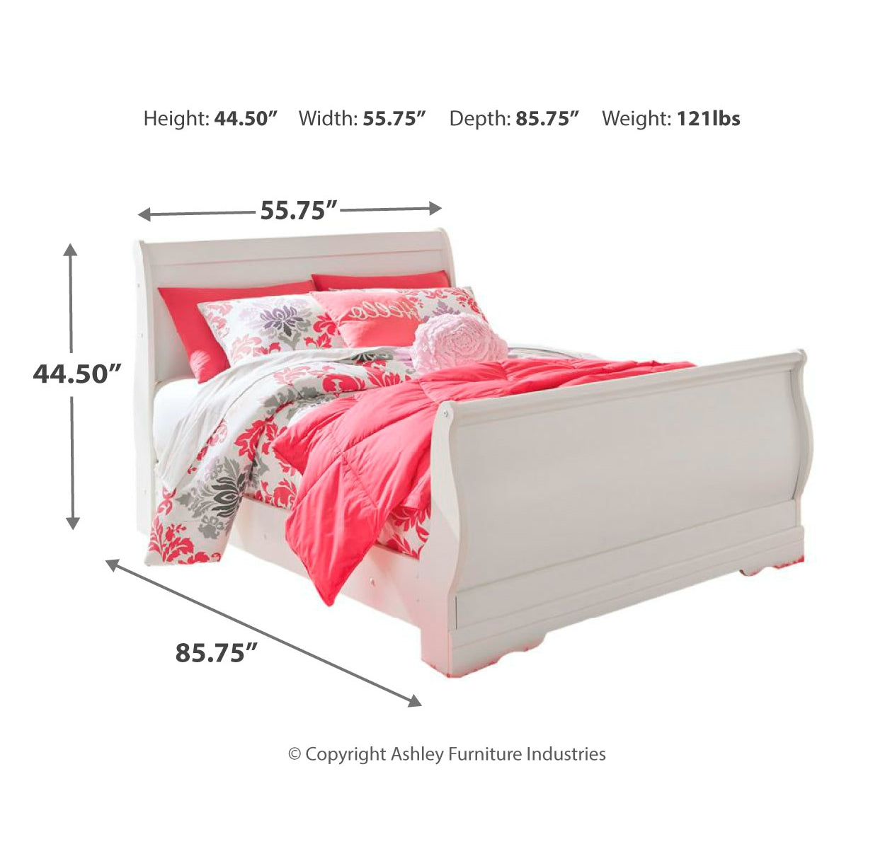 Anarasia Full Sleigh Bed with Mirrored Dresser