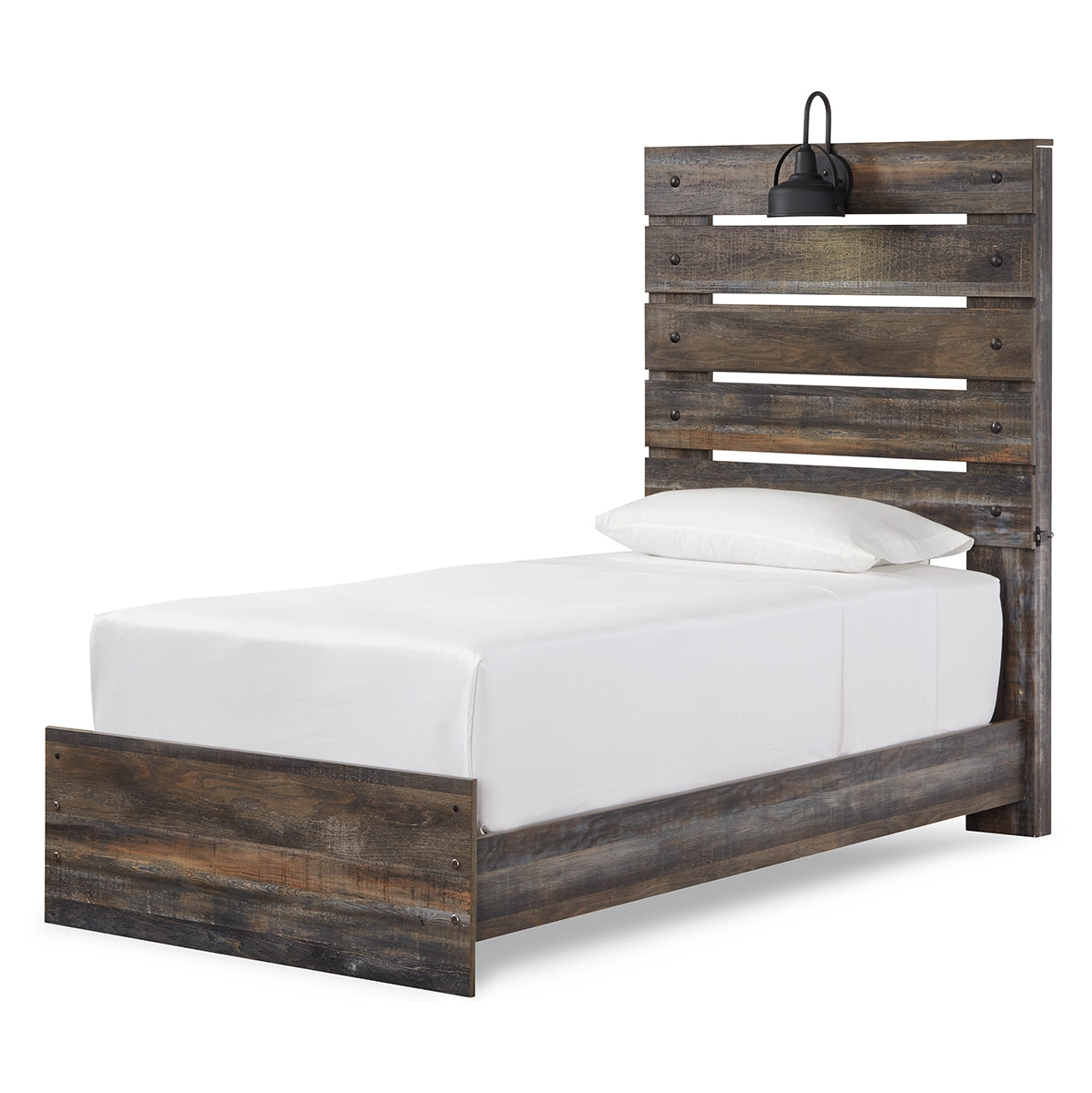 Drystan Twin Panel Bed with Mirrored Dresser