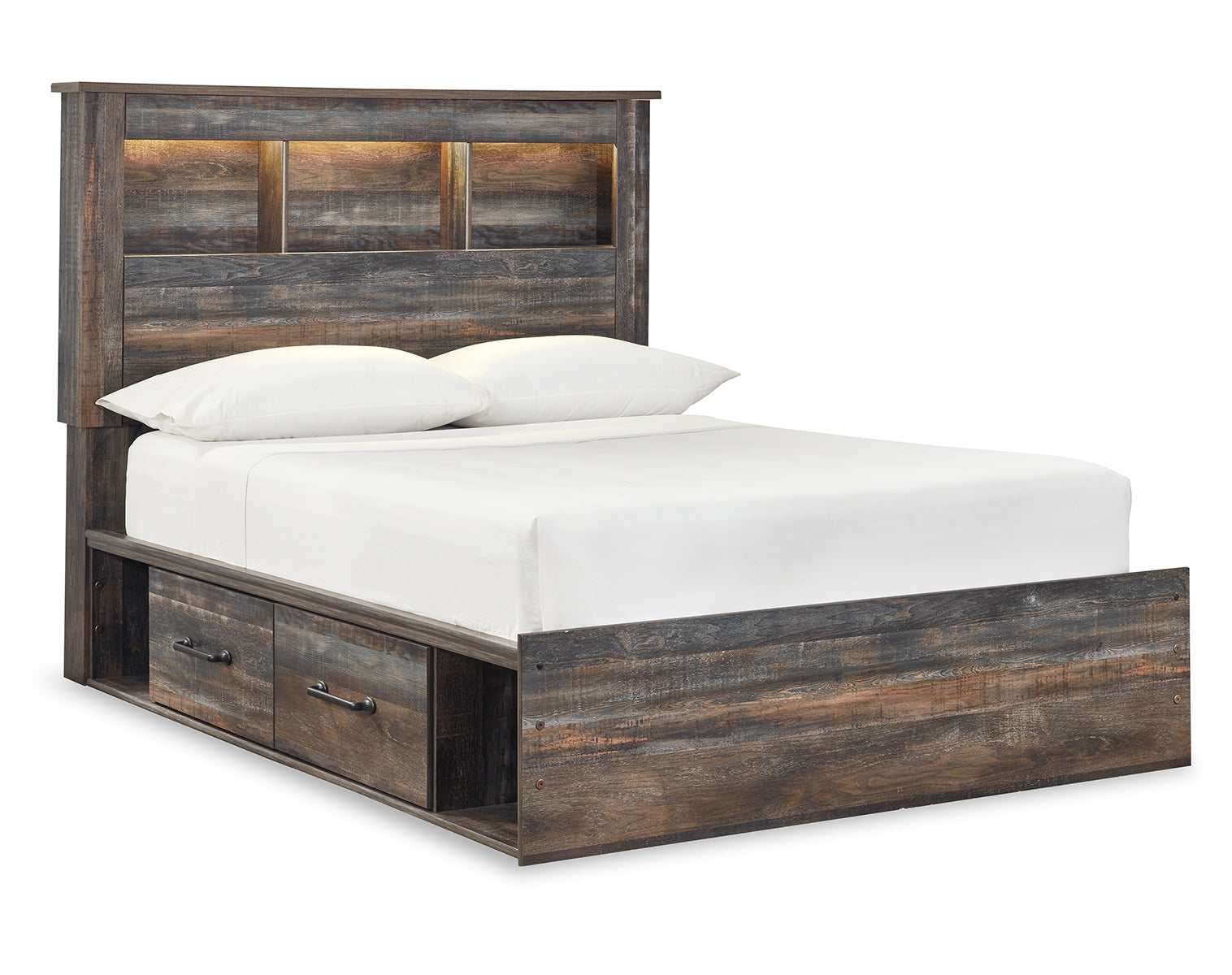 Drystan Full Bookcase Bed with 4 Storage Drawers with Mirrored Dresser