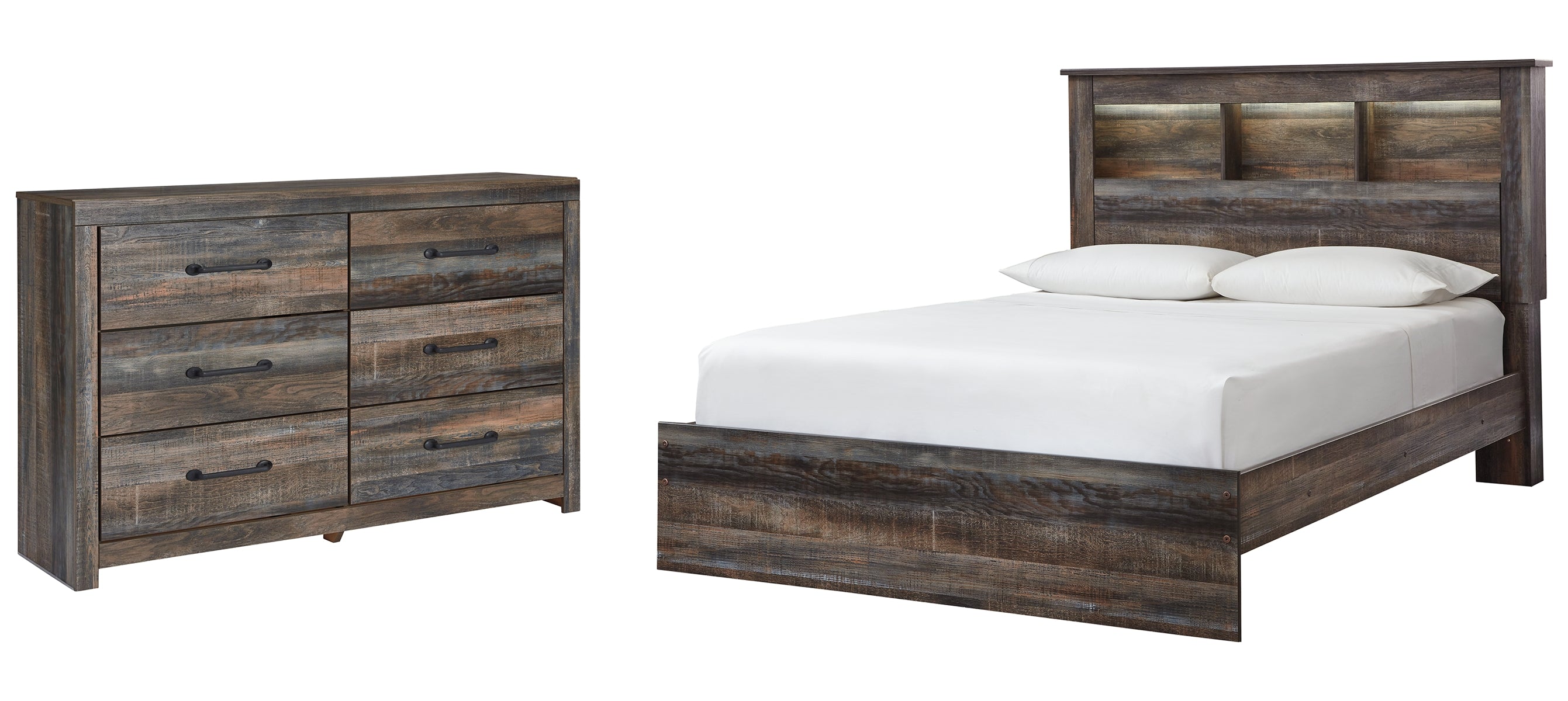 Drystan Queen Bookcase Bed with Dresser