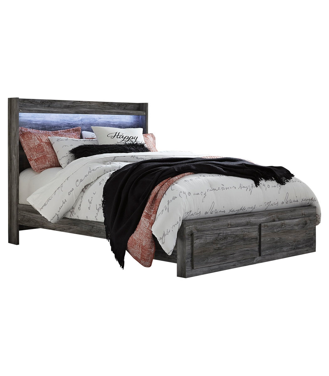 Baystorm Queen Panel Bed with 2 Storage Drawers with Dresser