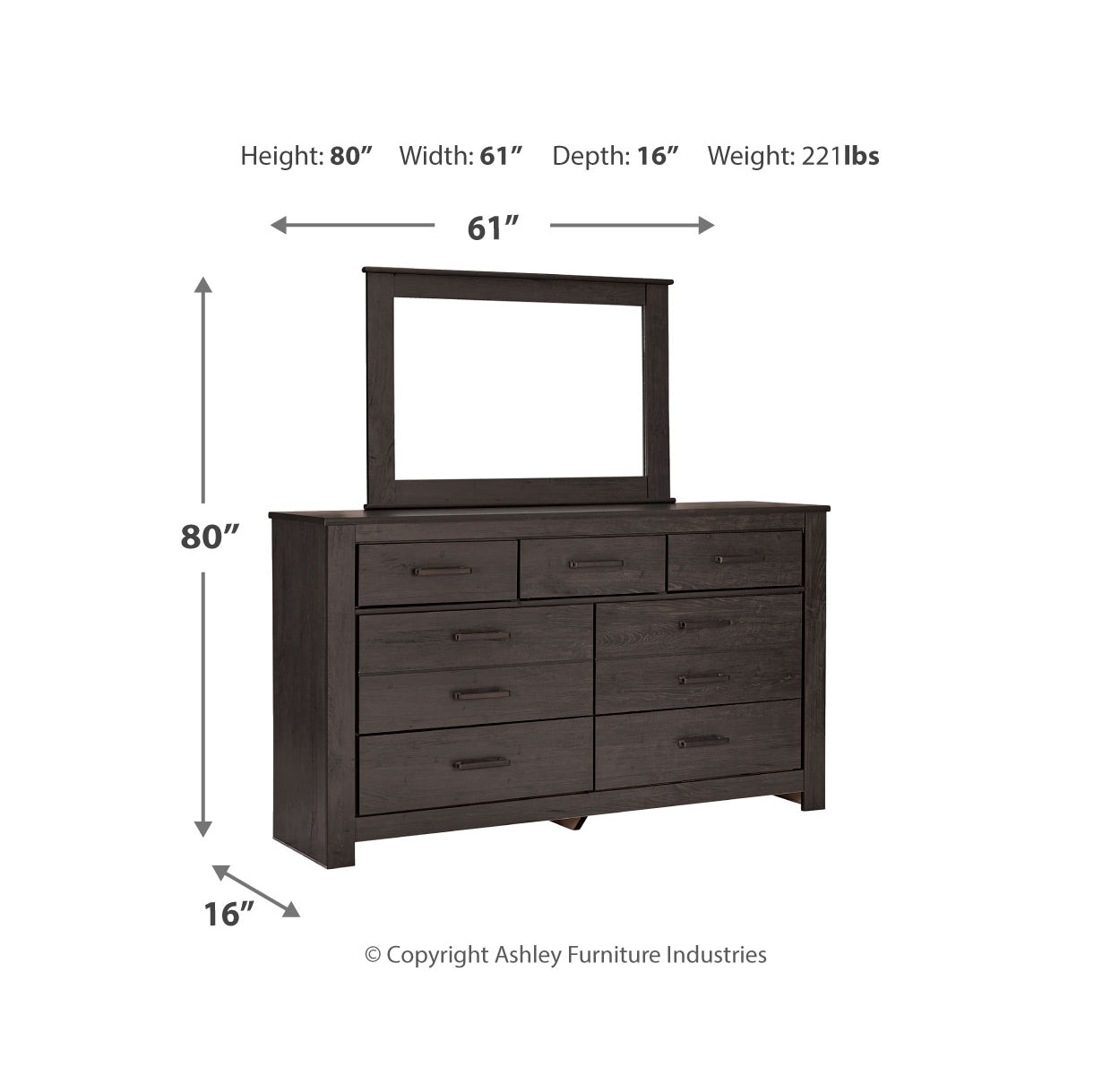 Brinxton King Panel Bed with Mirrored Dresser