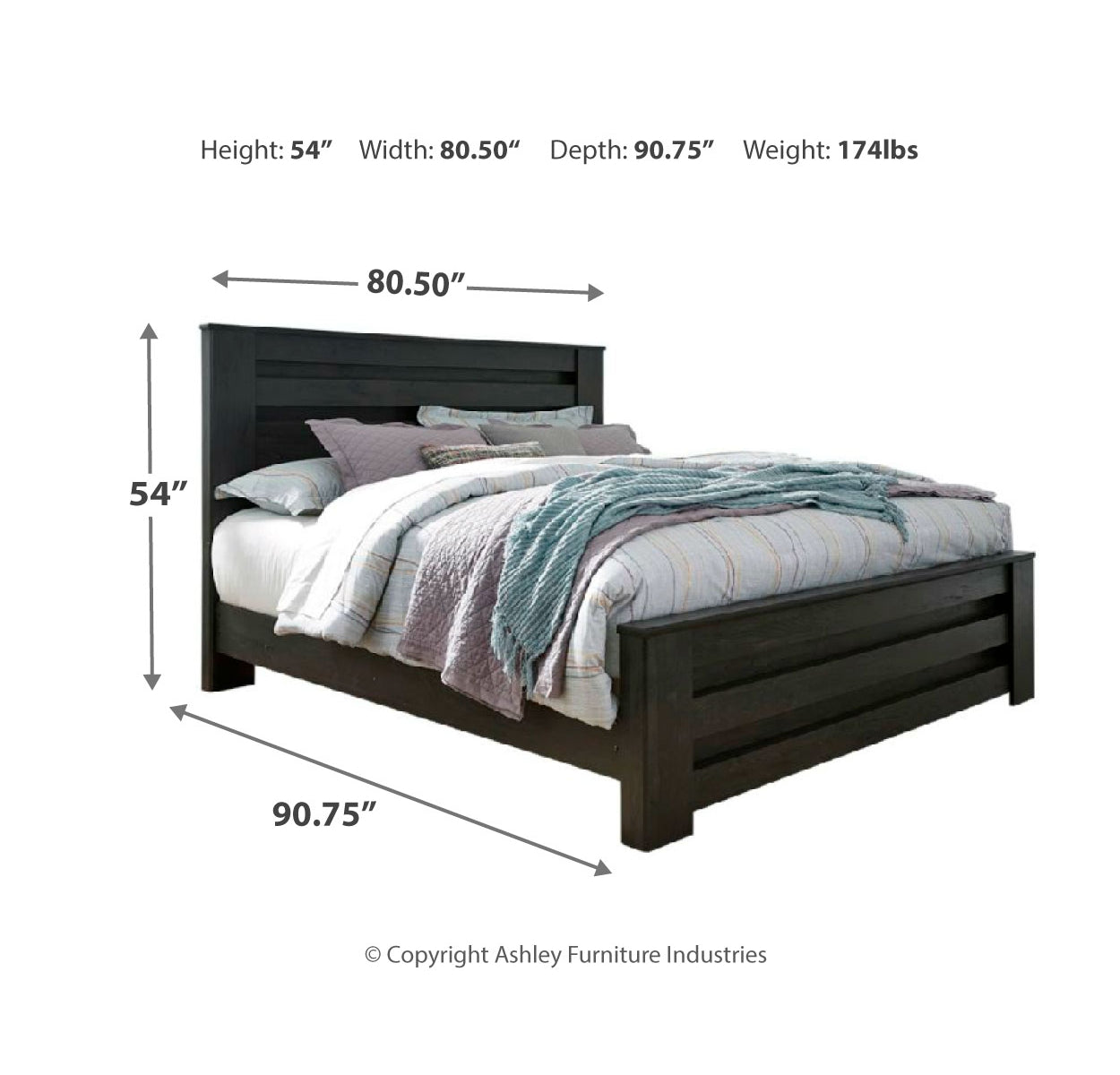 Brinxton King Panel Bed with Mirrored Dresser